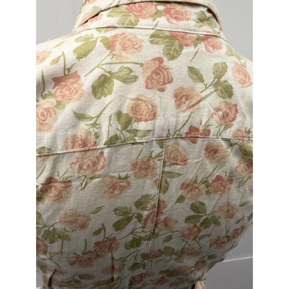 Katie vintage 1960s shirtwaist day dress pink green floral print Cotton USA Made - Picture 12 of 16